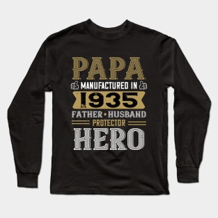 85th Birthday Gift Papa 1935 Father Husband Protector Hero Long Sleeve T-Shirt